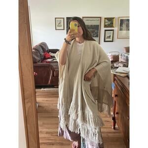 Free People Knit Fringe Oversized Shawl Poncho